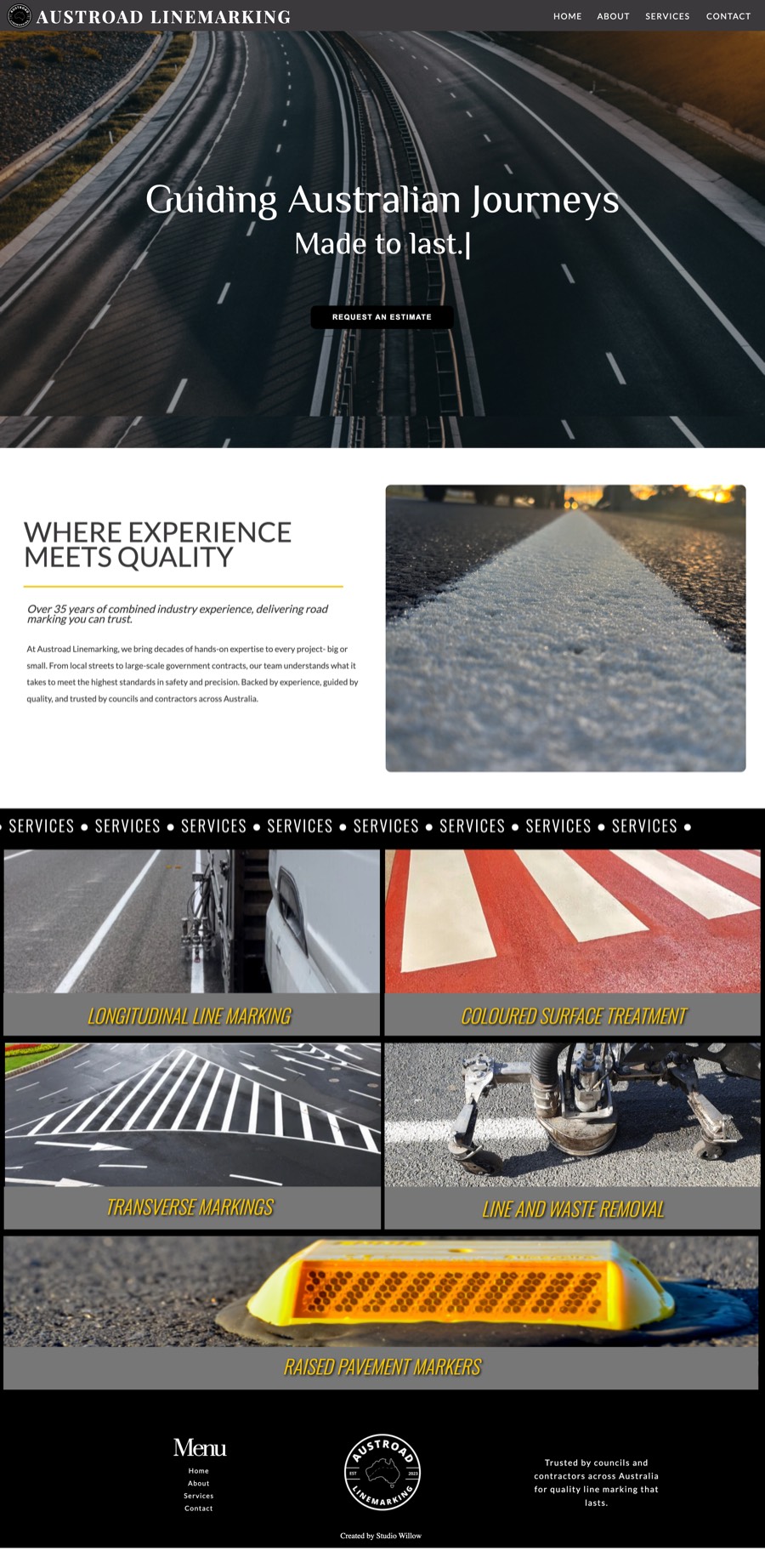 Austroad Line Marking trade services website designed by Studio Willow