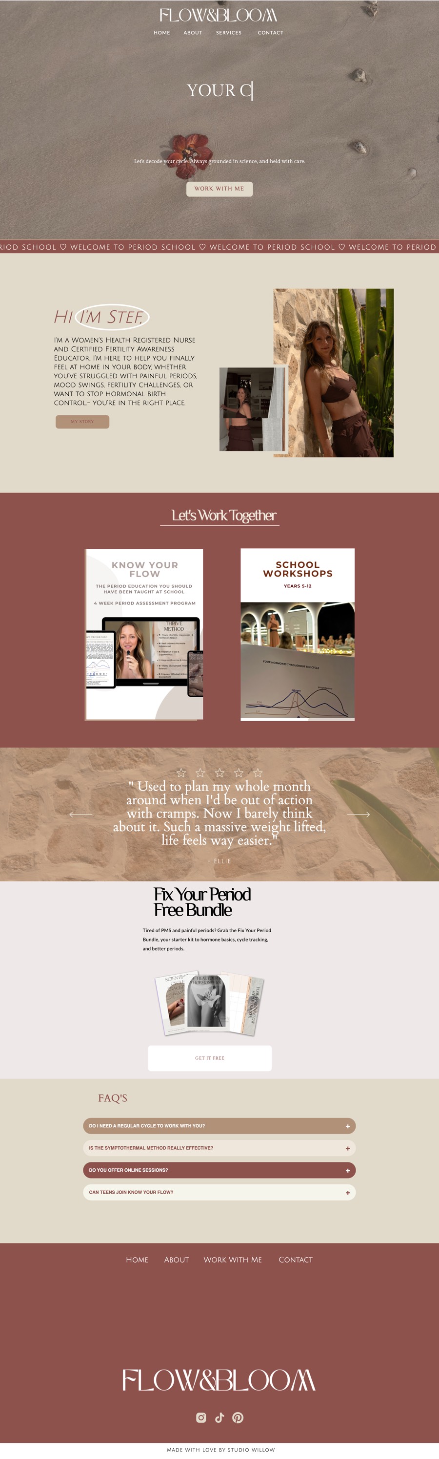 Flow and Bloom women's health website designed by Studio Willow